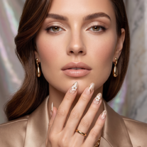 Elegant Pearl Blossom Press-On Nails